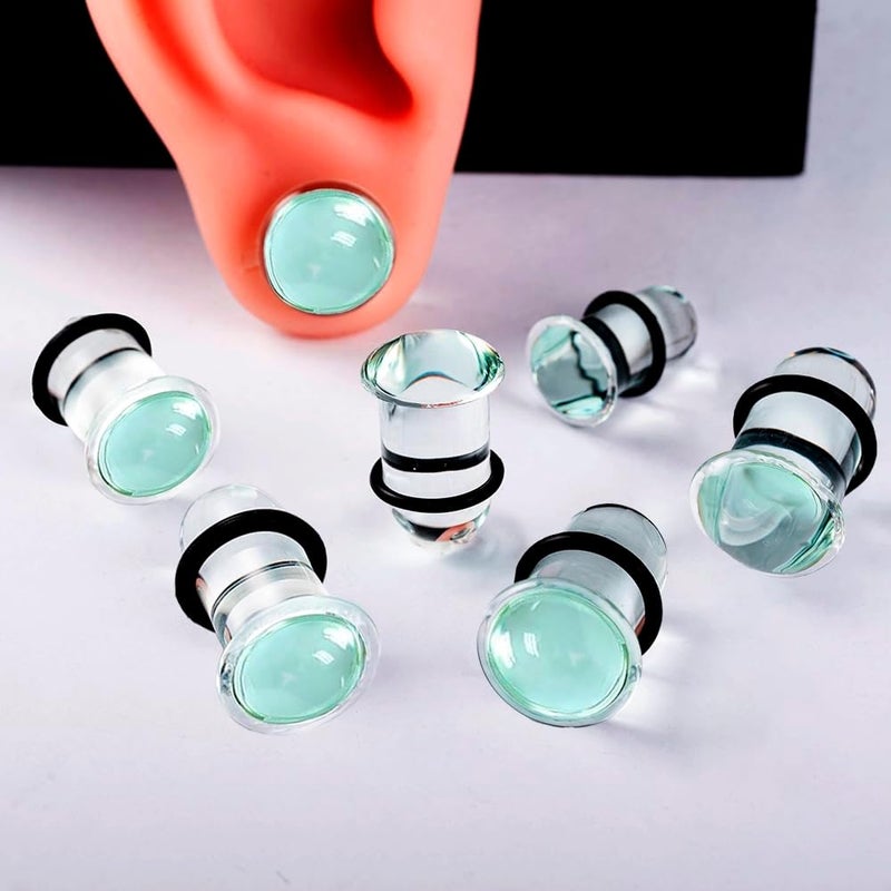 Atomhole Store 8 أزواج/16 قطعة مجموعة توسيع آذان زجاجية 14G-00G مع مقاييس قصيرة وموسعات قابلة للتوسيع مجوهرات ثقب الجسم - Image 3
